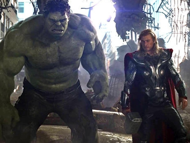 The Hulk (Mark Ruffalo) and Thor (Chris Hemsworth).