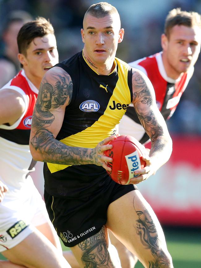 Dustin Martin has had more score assists than any other player. Picture: Michael Klein