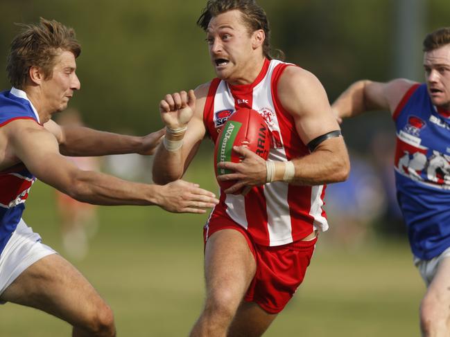 Mordialloc’s Harrison Edwards on the move against St Pauls in the Southern league this season. Picture: Valeriu Campan