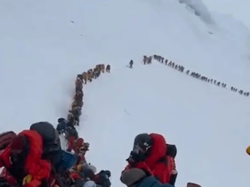 Videos show the seemingly never-ending traffic jams at Mount Everest. Picture: everester.raj/Instagram