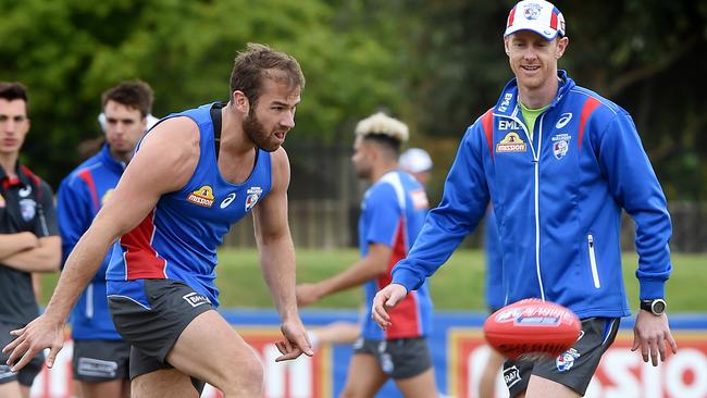 Stewart Crameri trains as Ashley Hansen watches on. Picture: Nicole Garmston