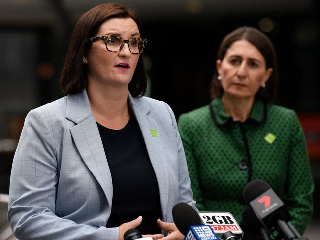 Education Minister Sarah Mitchell (left) and Premier Gladys Berejiklian said NSW schools will return to full-time face-to-face teaching from Monday. Picture: Bianca De Marchi/AAP