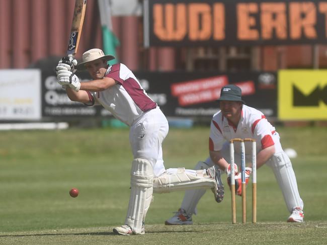 Eli Fahey on his way to a half century for Brothers in the 20201/21 GDSC Premier League round two match between Souths and Brothers at McKittrick Park.