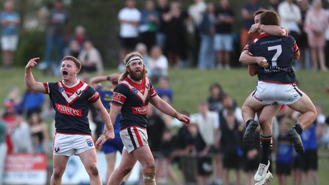 Frazer (centre) captained the team to its first A-grade premiership in 33 years. Picture: Sue Graham