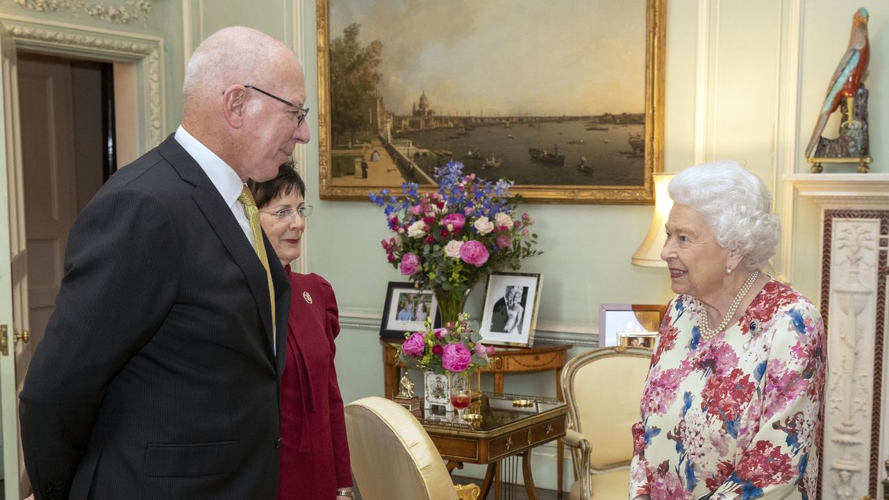 Governor-General David Hurley and Queen Elizabeth II at Buckingham Palace in 2019. Picture: Steve Parsons / WPA Pool/ Getty Images