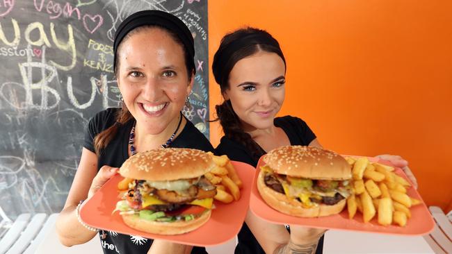 The Coast’s best burger is vegan! Cristina Martel and Brittany Partridge show off their meat-free marvels. Picture: Richard Gosling