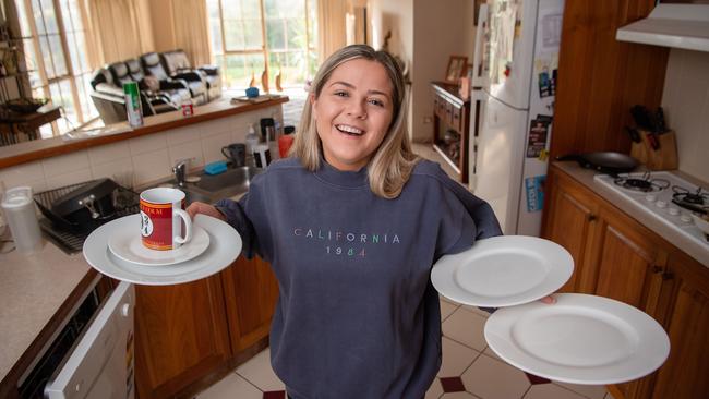 Chloe Muir, 22, held two hospitality jobs before the pandemic but now isn’t sure when she will be back at work. Picture: Jason Edwards