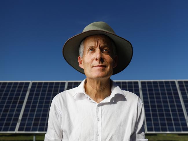 Andrew Blakers, Professor of Engineering at the Australian National University poses for a portrait at the ML Solar Park on Mugga Lane in Canberra. Picture by Sean Davey.