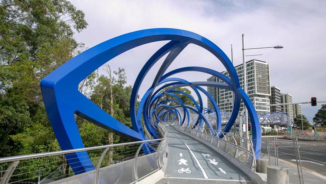 New $40 million pedestrian and cycleway bridge opens in Macquarie Park. Picture: Supplied