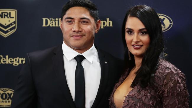 Jason Taumalolo with partner Liana Lariva at the Dally M Awards. (Matt King/Getty Images)