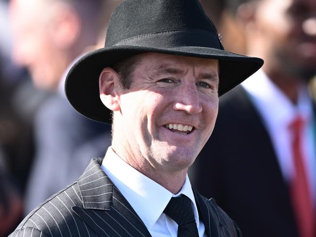 Trainer Ciaron Maher after Pride Of Jenni won the TAB Empire Rose Stakes, at Flemington Racecourse on November 04, 2023 in Flemington, Australia. (Morgan Hancock/Racing Photos via Getty Images)