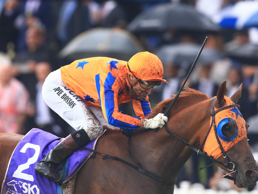 Gingernuts ridden by Opie Bosson wins race 6 at Rosehill Gardens on Golden Slipper day. Picture: Jenny Evans