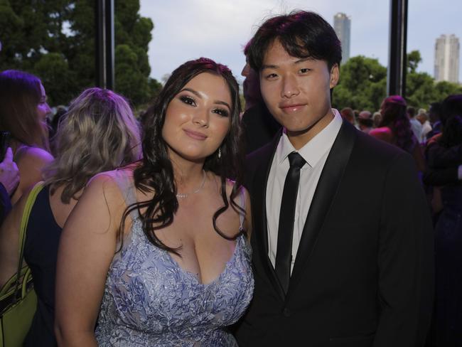 Jazmyn Alexander and Keane Diong at the Coomera Anglican College Formal at HOTA. Picture: Marcelo Lang.
