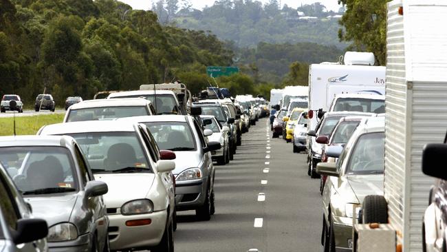 File: Traffic backed up near the Caloundra turnoff on the Bruce Hwy.