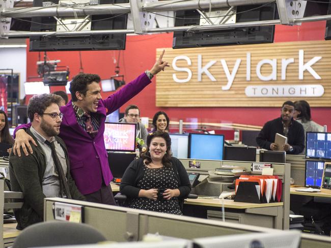 Formidable team ... talk show host Dave Skylark (James Franco) with his producer Aaron Rapport (Seth Rogen).