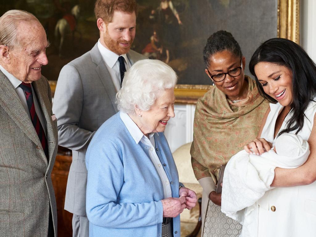 ‘Indispensable’. Meghan Markle’s mother Doria Ragland featured in this photo with the Queen. Picture: Getty Images