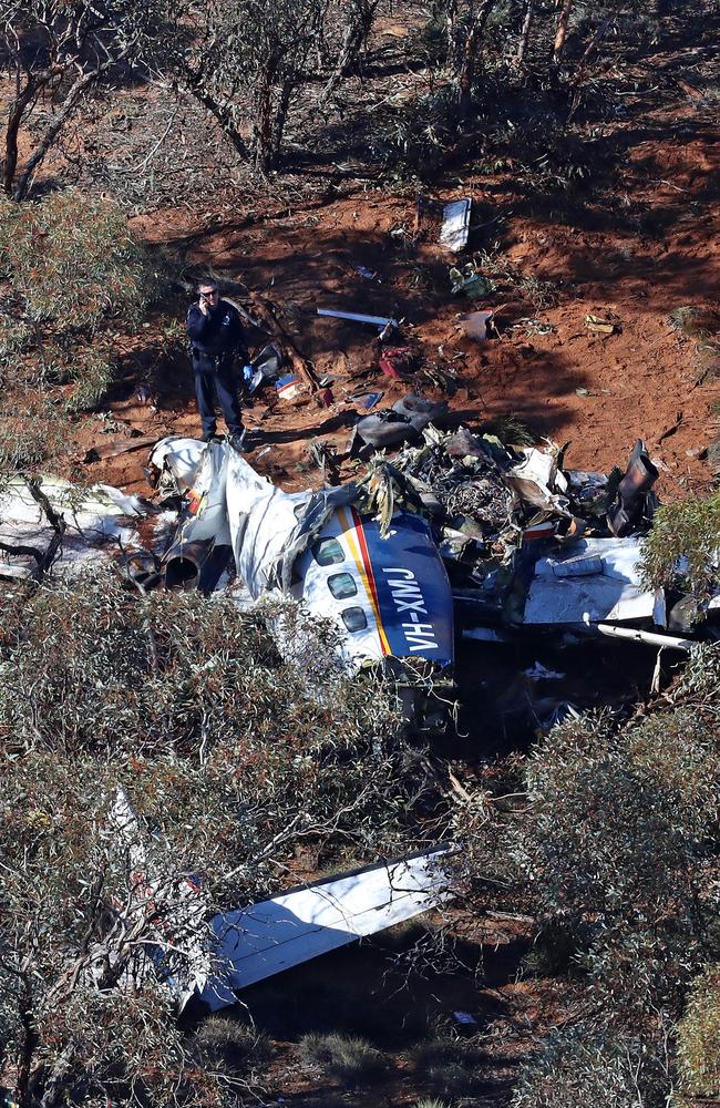 The Rossair Cessna Conquest 2 crash near Renmark, in SA’s Riverland. Picture: Dylan Coker