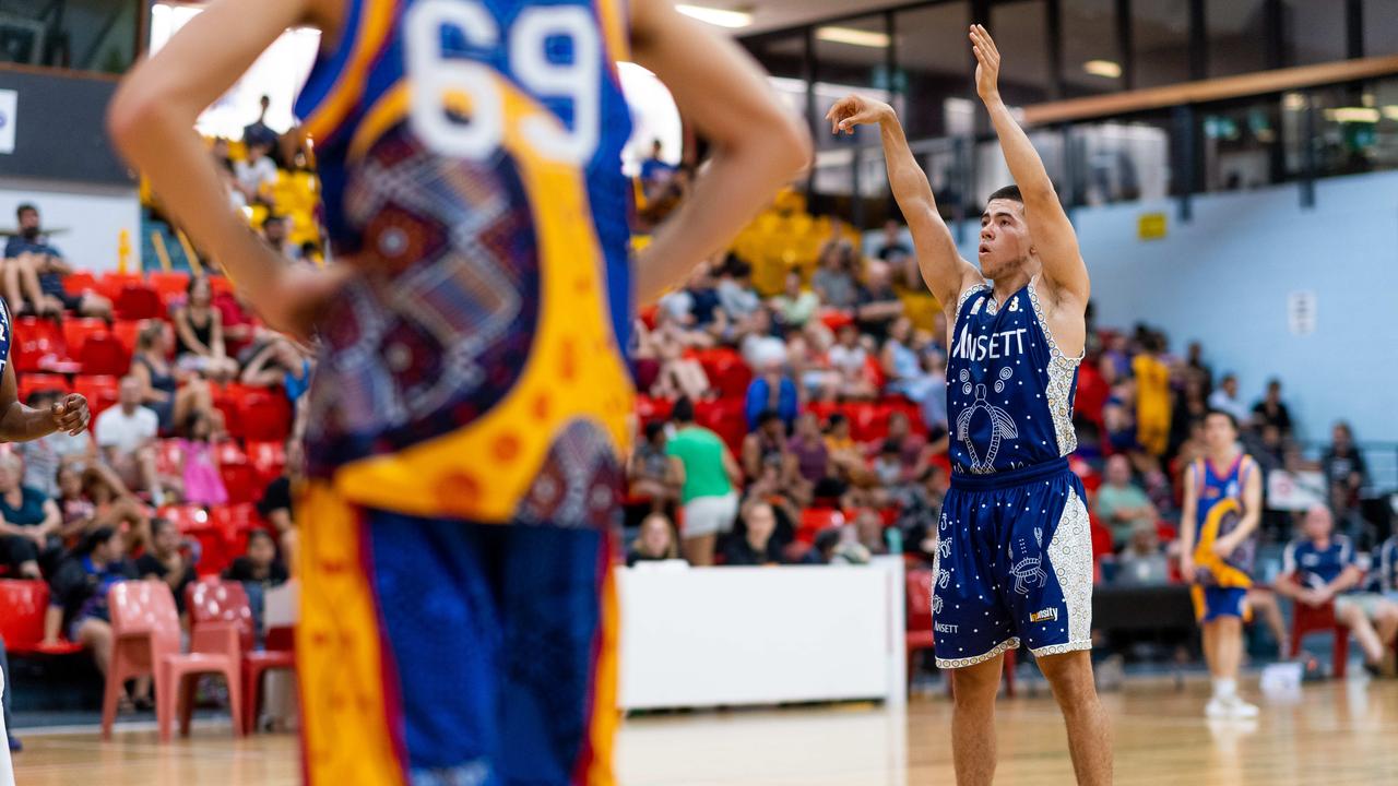 Freddy Webb with a free throw. Darwin Basketball Men's Championship Round 20: Ansett v Tracy Village Jets. Picture: Che Chorley