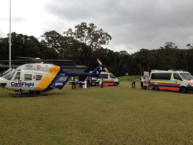 The boy was taken to a nearby oval where he was loaded into a helicopter and flown to hospital. Picture: CareFlight