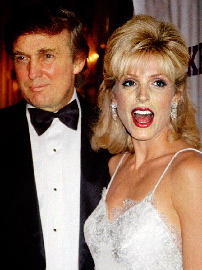 Marla Maples with husband Donald Trump in 1995. Picture: Supplied