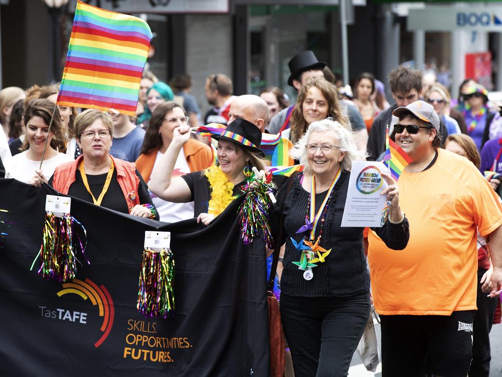 Pride March through Hobart. Picture Chris Kidd