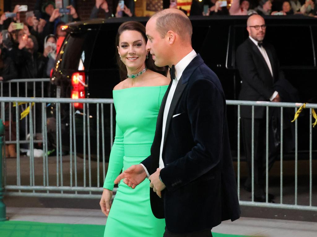 Kate stepped out in a green dress from Solace London. Picture: Mike Coppola/Getty Images