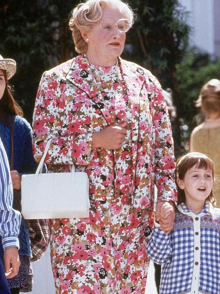 Williams sports a similar pattern as Mrs Doubtfire.