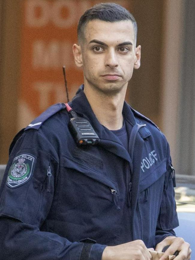 NSW Police officer Beau Lamarre-Condon handed himself into Bondi Police Station on Friday. Picture: Liam Mendes