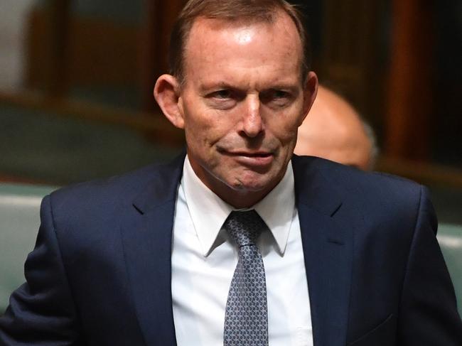 Former prime minister Tony Abbott during Question Time in the House of Representatives at Parliament House in Canberra, Thursday, May 25, 2017. (AAP Image/Mick Tsikas) NO ARCHIVING