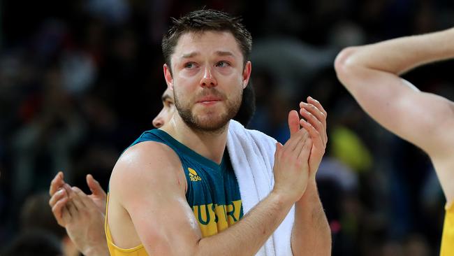 Matthew Dellavedova was in tears after the Boomers’ heartbreaking loss to Spain.