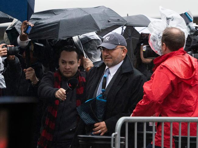 Joaquin  Guzman’s defence lawyer, Eduardo Balarezo, arives at court. Picture:  AFP