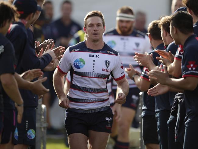 ALBURY, AUSTRALIA - JANUARY 23: Rebels captain Dane Haylett-Petty takes the field during the Super Rugby pre-season match between the Rebels and the Brumbies at Greenfield Park on January 23, 2020 in Albury, Australia. (Photo by Brook Mitchell/Getty Images)