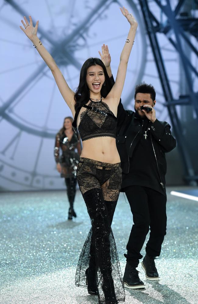 Ming Xi walks the runway during the 2016 Victoria’s Secret Fashion Show on November 30, 2016 in Paris, France. Picture: Getty