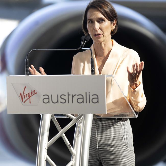 Virgin Australia CEO Jayne Hrdlicka at the Virgin Brisbane terminal. Picture: Sarah Marshall/NCA NewsWire