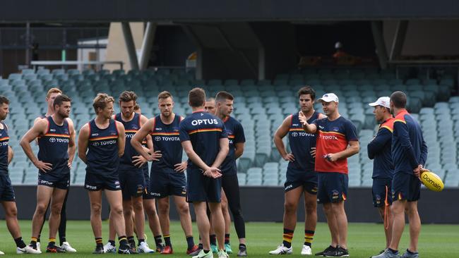 The Crows training at Adelaide Oval earlier in the year. Picture: Adelaide Crows