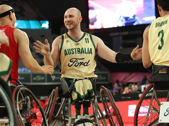 MELBOURNE, AUSTRALIA - JULY 05:  Tom O'Neill-Thorne of the Rollers reacts during the game between Australian Rollers and  Team Japan at John Cain Arena on July 05, 2024 in Melbourne, Australia. (Photo by Kelly Defina/Getty Images)