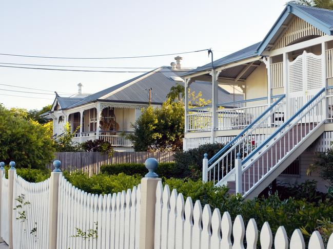 "Typical restored traditional domestic architecture in Brisbane, Australia. These types of houses are known as 'Queenslanders' and are built up off the ground because of the tropical climate."