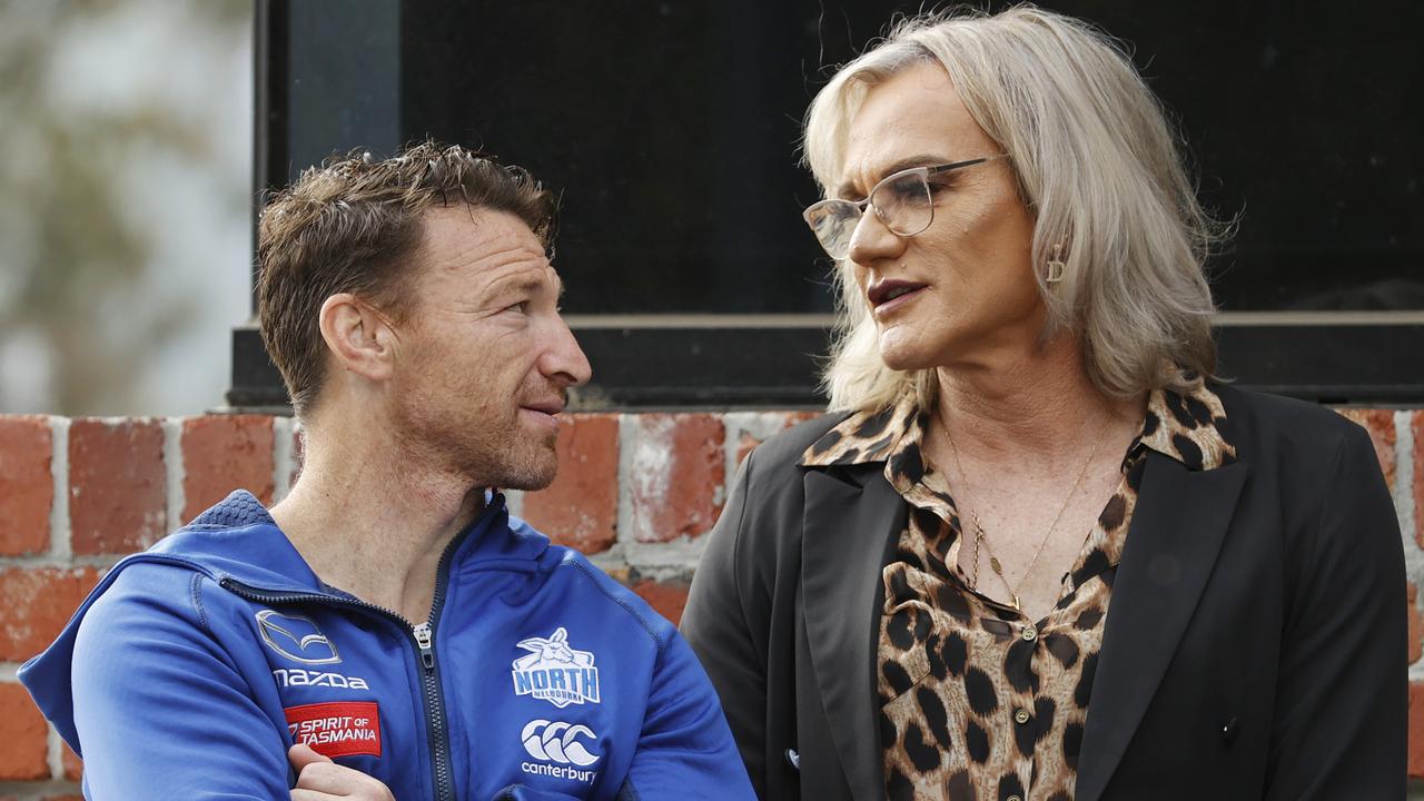 North Melbourne champions Brent Harvey and Danielle Laidley. Picture: Alex Coppel