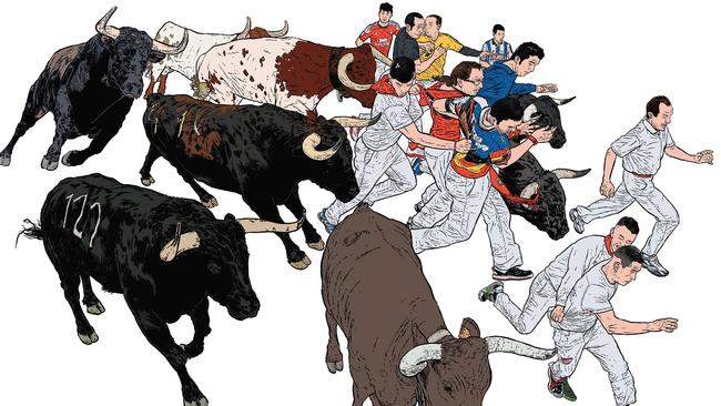 Could writing your own eulogy be harder than running with bulls in Pamplona? Illustration: Jan Feindt