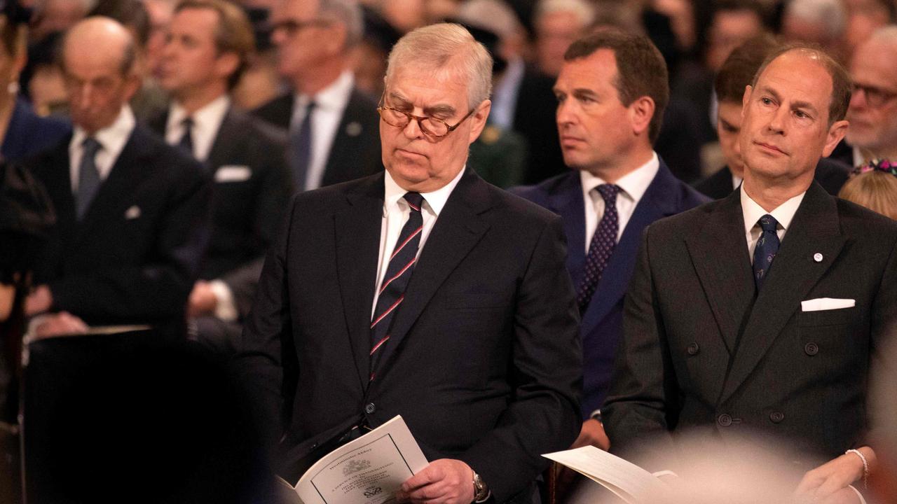 Prince Andrew secured himself a starring role in the thanksgiving service for his father Prince Philip at Westminster Abbey. Picture: Richard Pohle/AFP