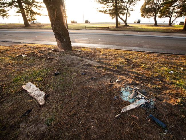 The crash area on Saturday morning following the horrific incident. Picture: Julian Andrews