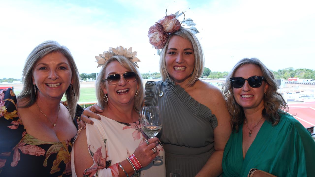 Fiona Tanner, Melissa Noakes, Bec Fing and Kelly Holland at Darwin Ladies Day. Picture: (A)manda Parkinson