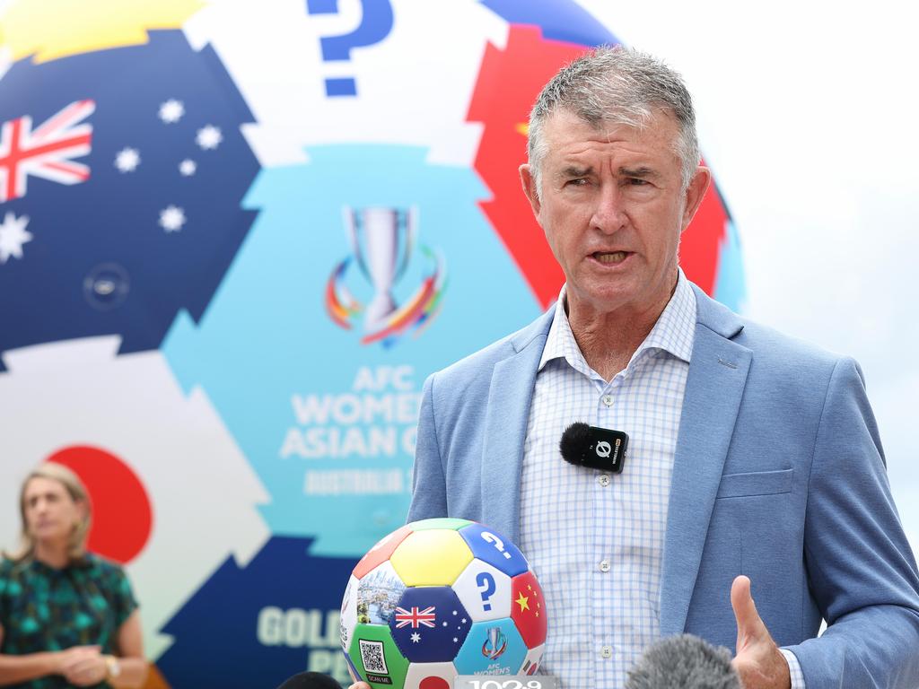 Hon. Tim Mander MP, Minister for Sport and Racing and Minister at the launch of the 1 year to go for the WomenÃs Asian Cup Football, at Kurrawa on the Gold Coast. Pics Adam Head