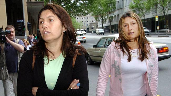 Ms Mercieca outside court with her sister Roberta Williams over an unrelated matter several years ago. 