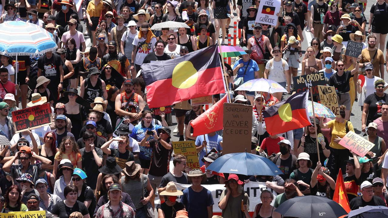 An Australia Day protest march in Brisbane in 2023. Picture: Liam Kidston