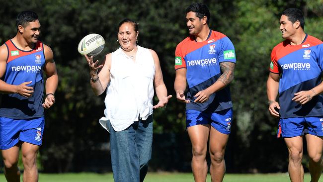 Matalena Mata'utia with her Newcastle boys Pat, Chanel and Sione.