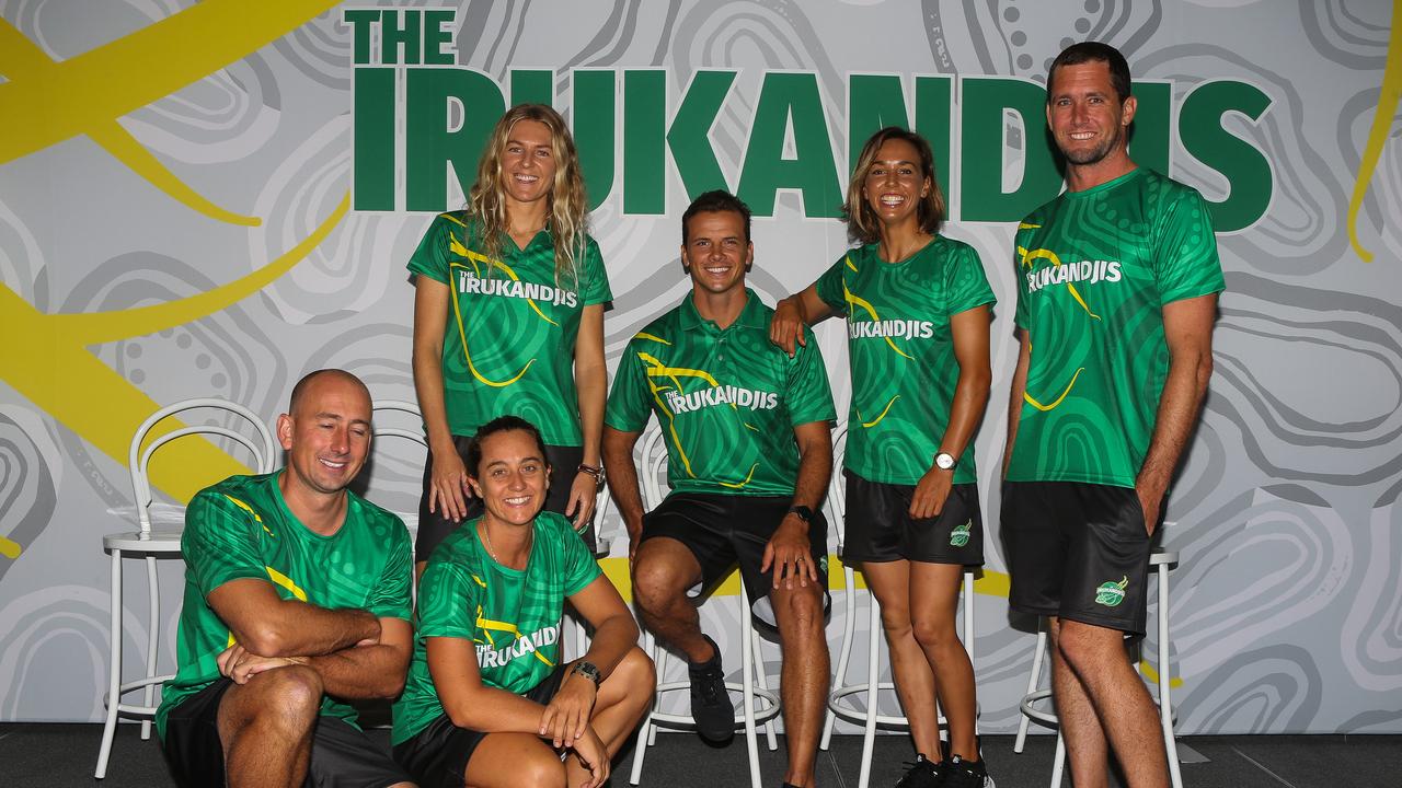 Members of the Australian surf team, spearheaded by inaugural Olympic athletes Stephanie Gilmore, Sally Fitzgibbons and Julian Wilson, unveil their new name and uniform in March. Picture: NCA NewsWire/Gaye Gerard.