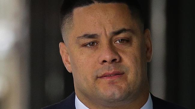 SYDNEY, AUSTRALIA - NewsWire Photos MARCH 16, 2021: Jarryd Hayne NRL player facing accusations he forced himself on a woman in Newcastle, injuring her arrives at the Downing Centre Local Court today in Sydney, Australia. Picture: NCA NewsWire / Gaye Gerard