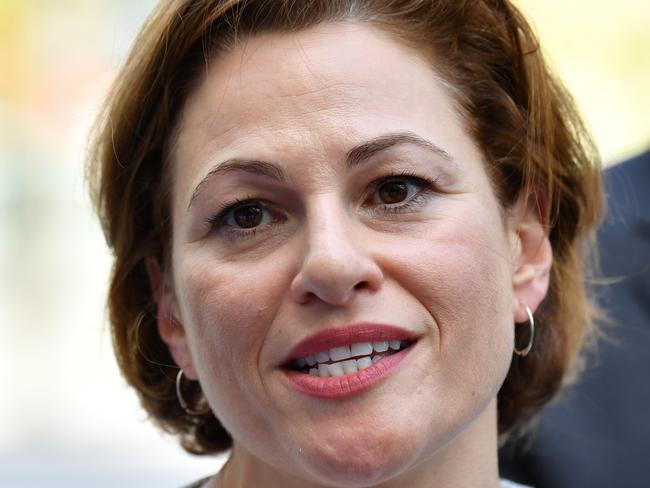 Queensland Deputy Premier and Treasurer, Jackie Trad is seen during a press conference in Brisbane, Tuesday, February 12, 2019. The Queensland State Government and the Council of Mayors have announced a blueprint for the the SEQ (South East Queensland) City Deal Proposition. (AAP Image/Darren England) NO ARCHIVING