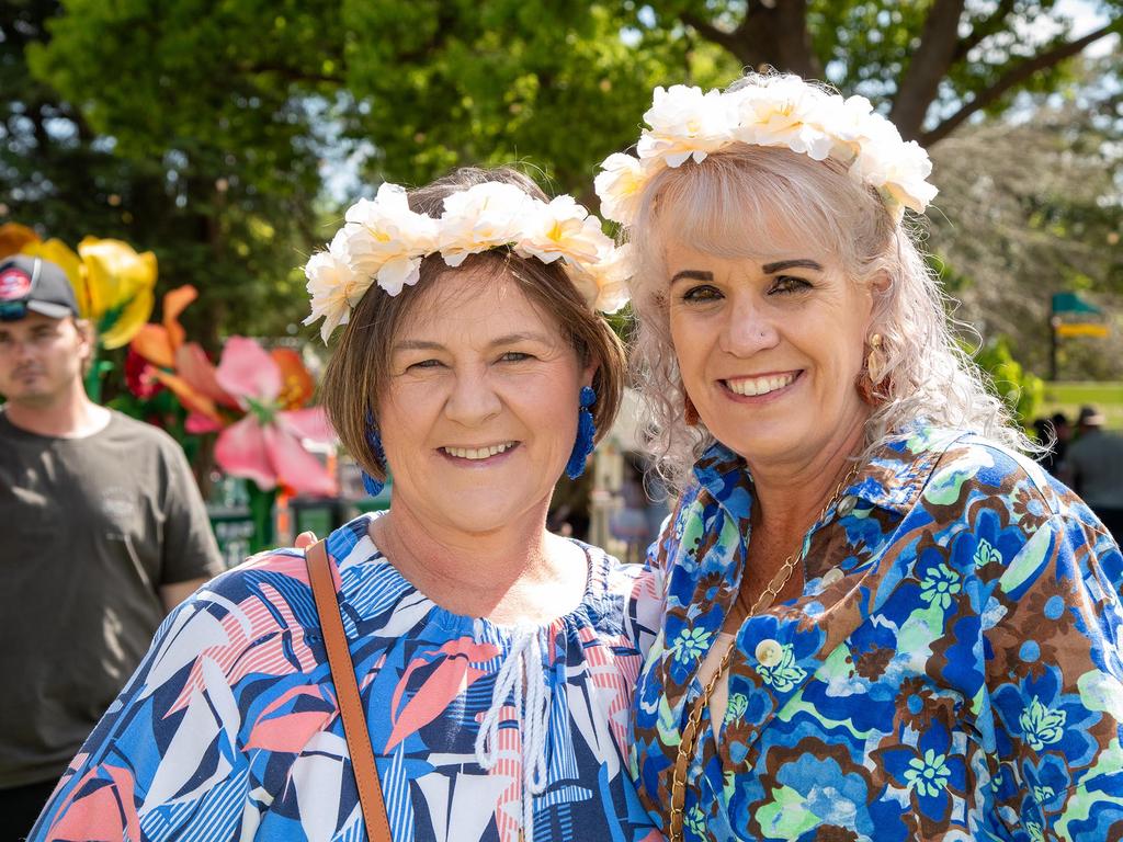 Donna Sweeney (left) and Deirdre Ross, Toowoomba Carnival of Flowers Festival of Food and Wine, Saturday, September 14th, 2024. Picture: Bev Lacey